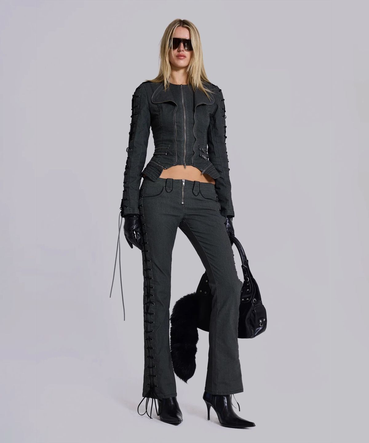 제이디드 런던(JADED LONDON) (W) 밀리터리 재킷 레이스업 디테일 블랙 MILITARY JACKET WITH LACE UP DETAIL BLACK