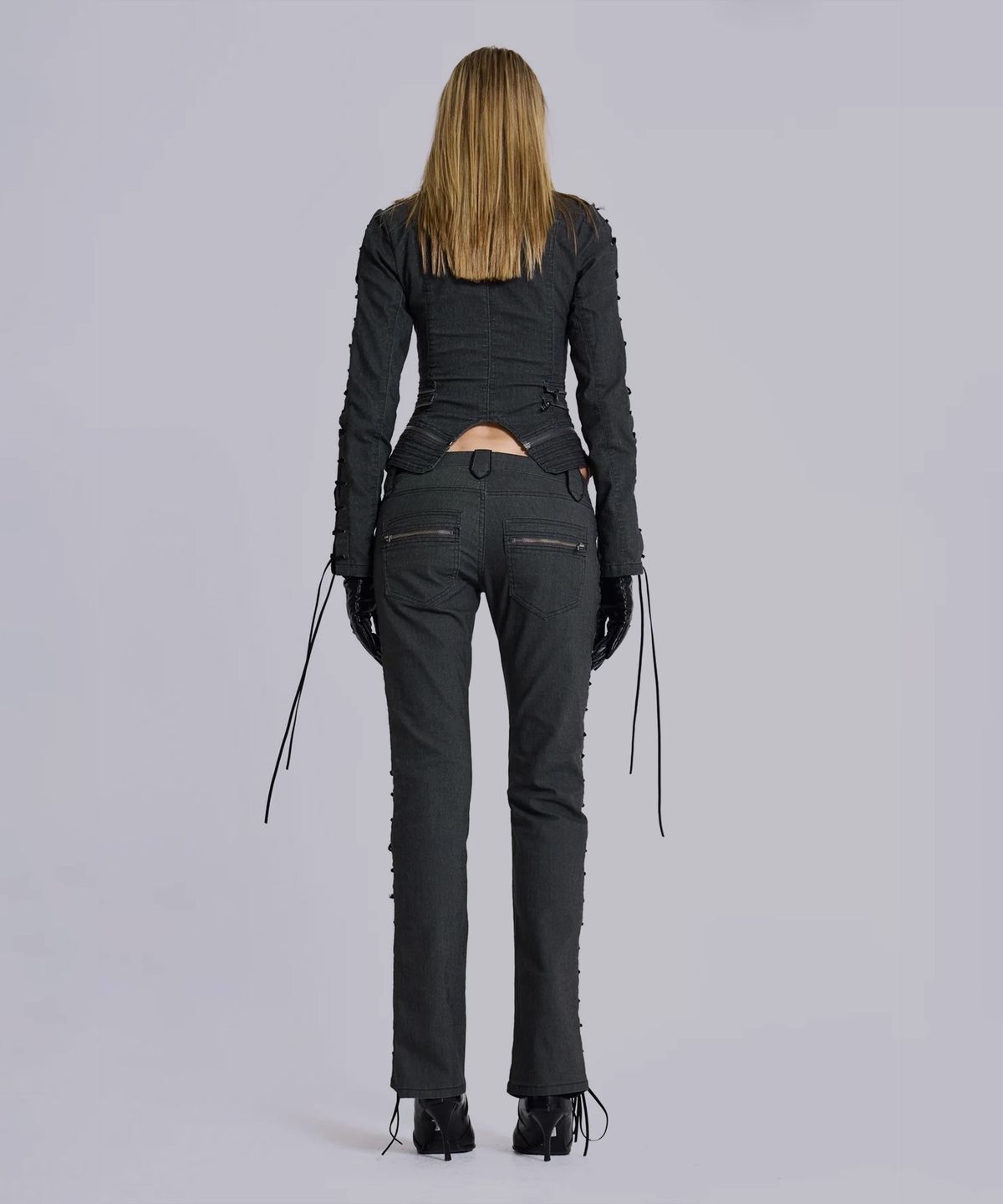 제이디드 런던(JADED LONDON) (W) 밀리터리 재킷 레이스업 디테일 블랙 MILITARY JACKET WITH LACE UP DETAIL BLACK