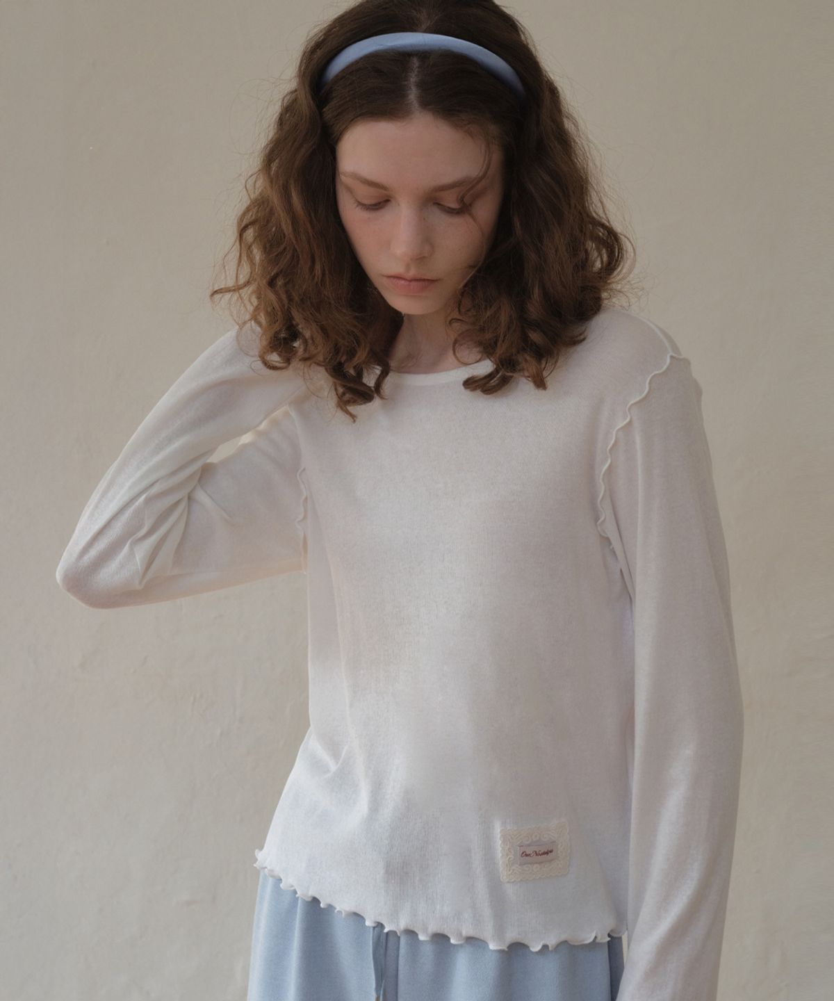 아우어노스텔지아(OURNOSTALGIA) Lisse Merrow T-shirt_Ivory(O26TP01)