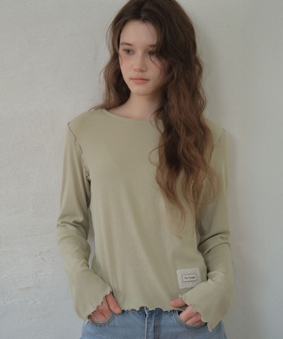 아우어노스텔지아(OURNOSTALGIA) Lisse Merrow T-shirt_Pistachio(O26TP01)