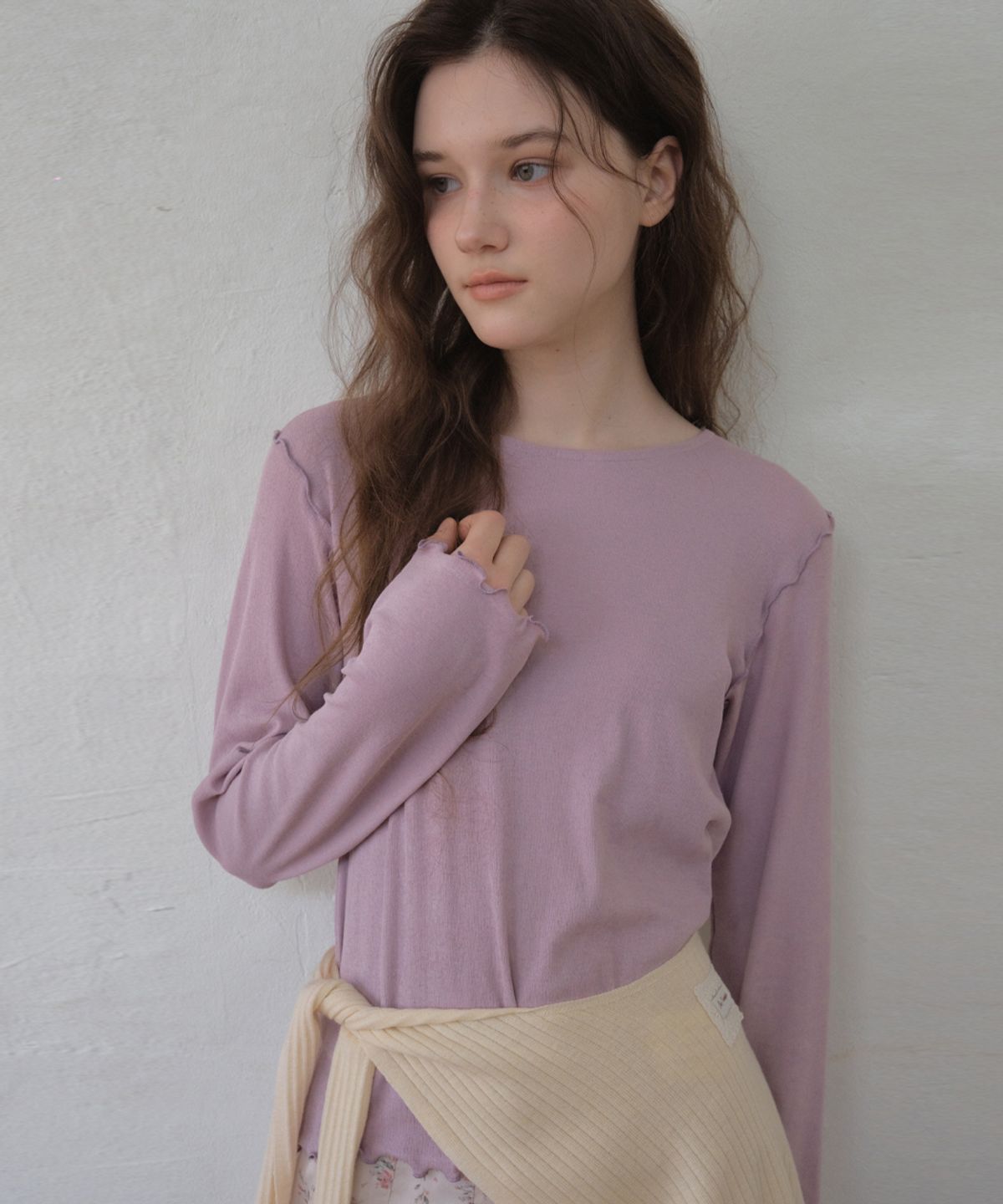 아우어노스텔지아(OURNOSTALGIA) Lisse Merrow T-shirt_Dusty pink(O26TP01)