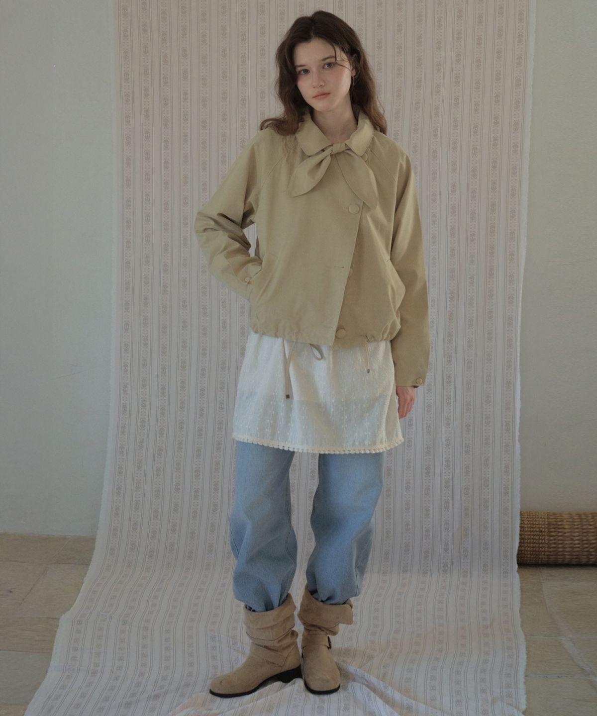 아우어노스텔지아(OURNOSTALGIA) Luna Puff Tassel Dress_Cream(O26OPS01)
