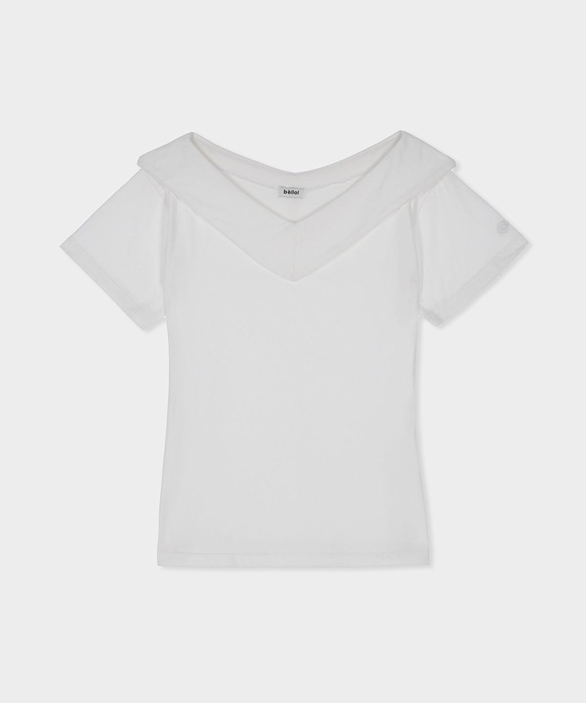 벨로엘(BELLOL) V-neck basic half t-shirt IVORY