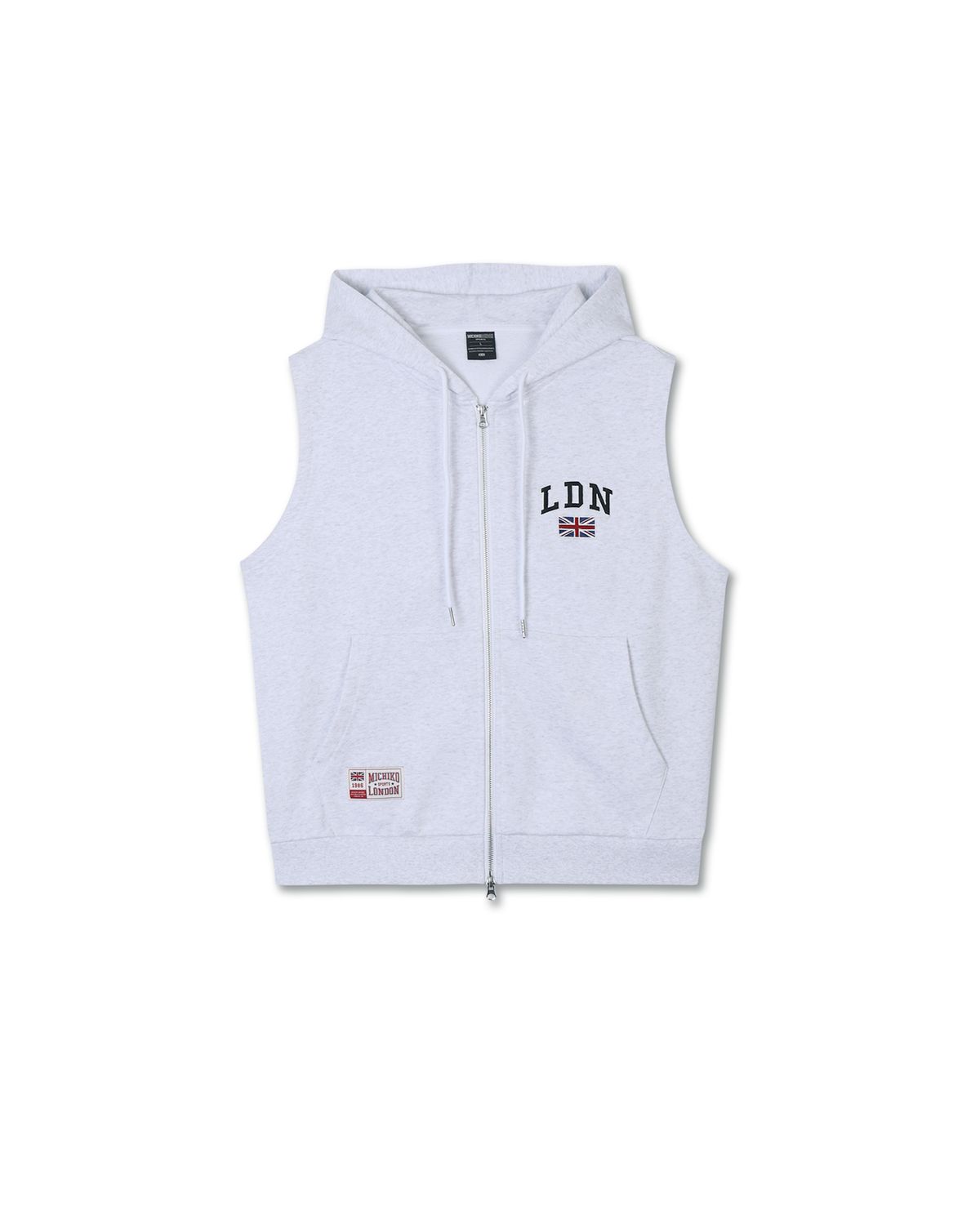 미치코런던 스포츠(MICHIKO LONDON SPORTS) LDN 후드 집업 베스트 화이트 멜란지