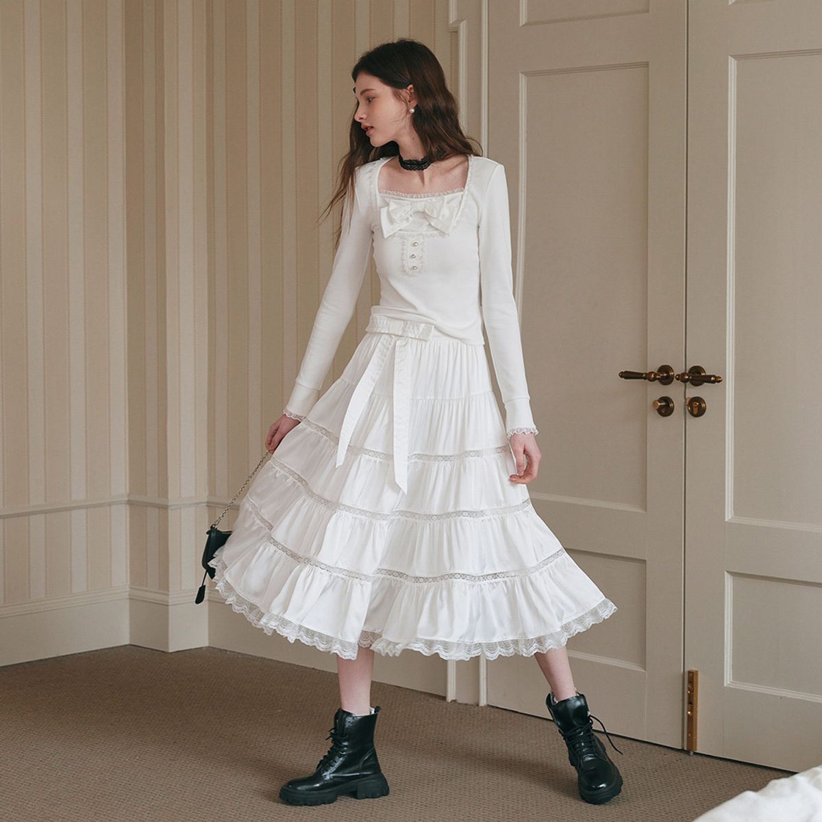 쎄무아듀(CEST MOIDEW) Cest_Ribbon lace tiered skirt