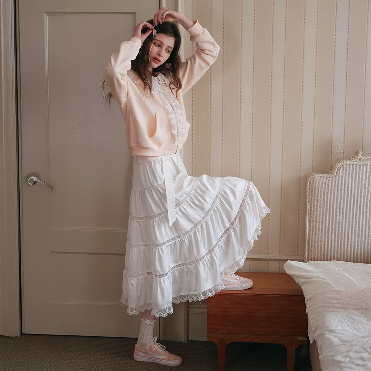 쎄무아듀(CEST MOIDEW) Cest_Ribbon lace tiered skirt