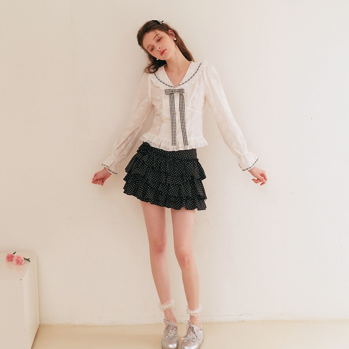 쎄무아듀(CEST MOIDEW) Cest_Embroidery doll collar ruffle blouse