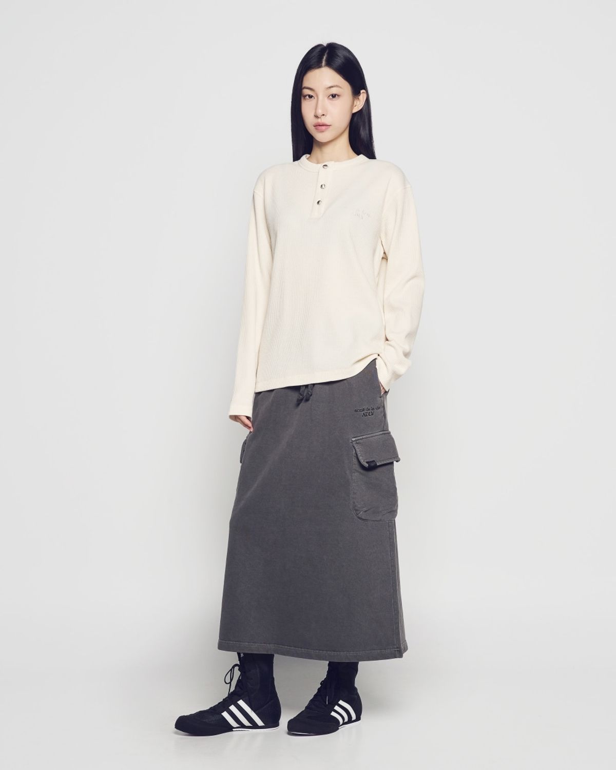 아크메드라비(ACME DE LA VIE) ADLV HENLEY NECK WAFFLE LONG SLEEVE T-SHIRT (3 COLOR)