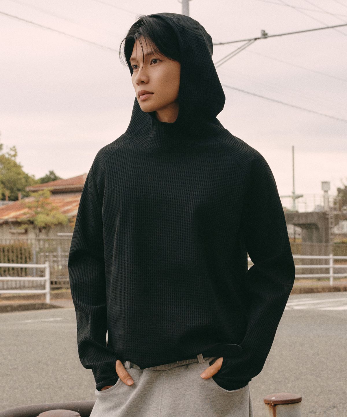 제로(XERO) 와플 하이 넥 후드 [블랙]