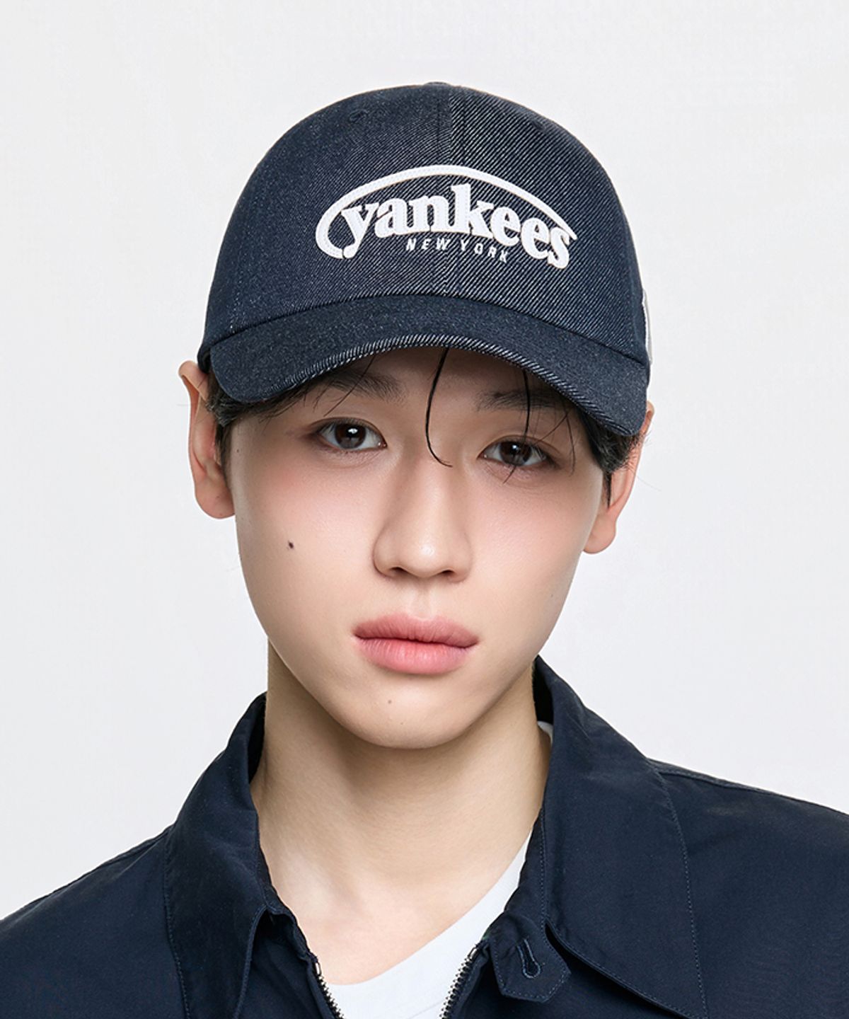 엠엘비(MLB) 빈티지 데님 커브 로고 언스트럭쳐 볼캡 NY (Indigo)
