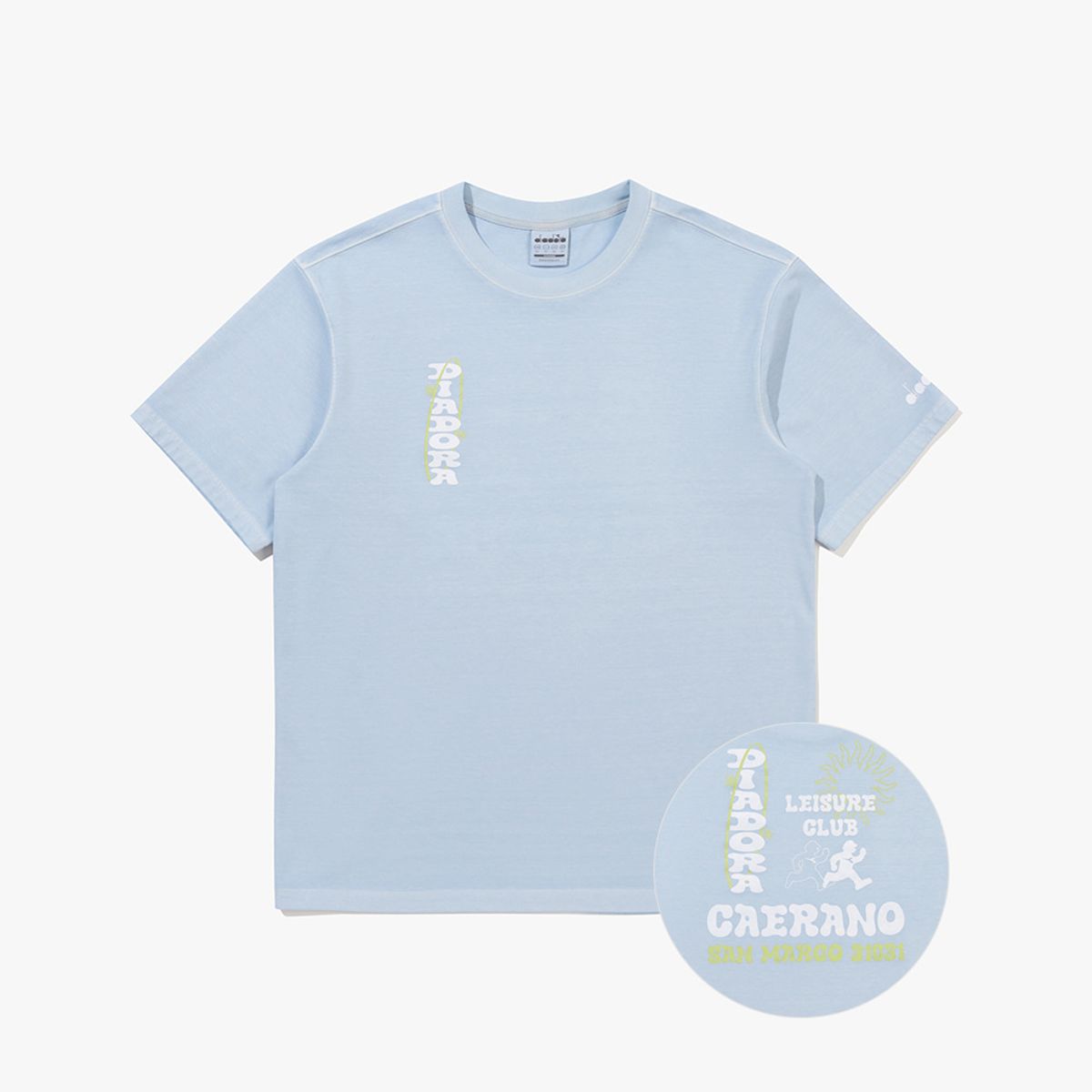 디아도라(diadora) 이큅 워싱 그래픽 백메쉬 반팔 티셔츠 SKY BLUE