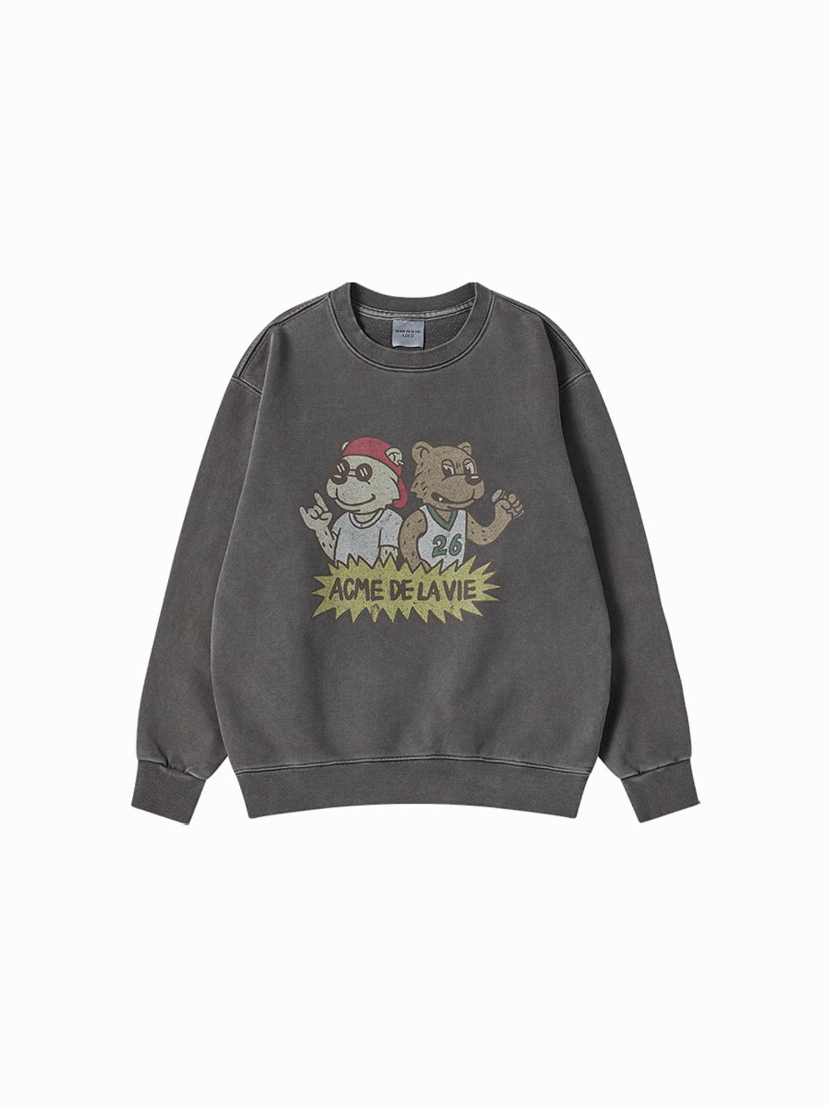 아크메드라비(ACME DE LA VIE) ROCK AND ROLL AC BEAR PIGMENT SWEATSHIRT  (2 COLOR)