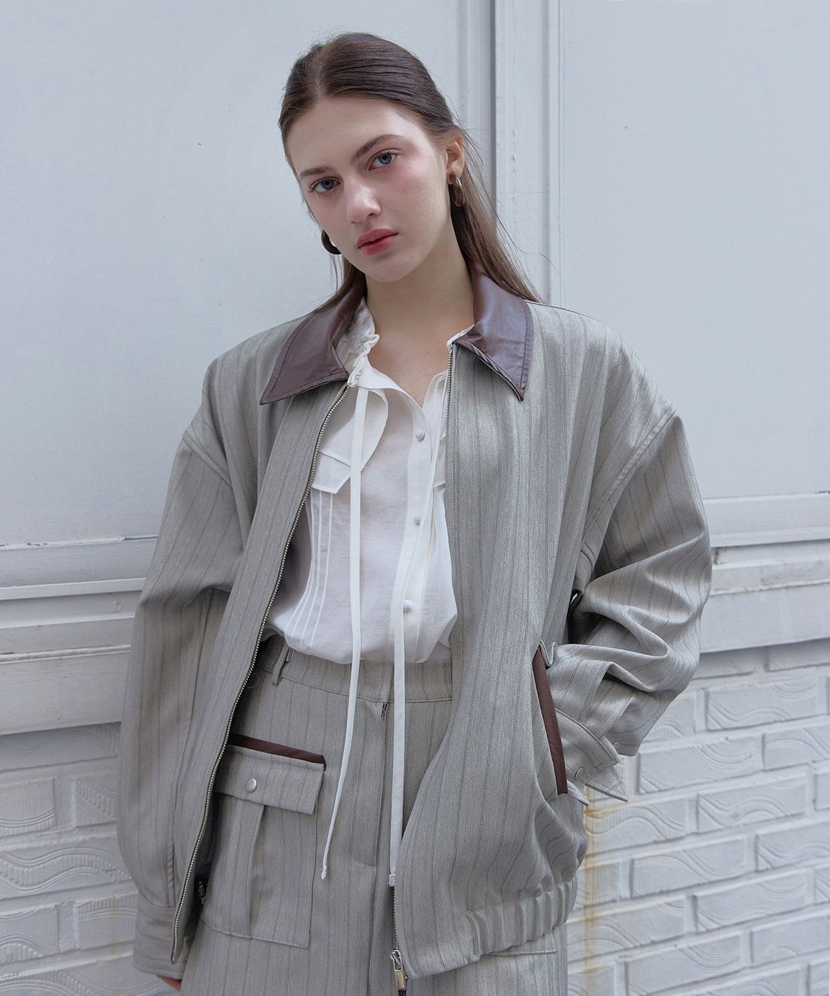 스르비(SELEVER) Mono Collar Zip Jacket_2 color