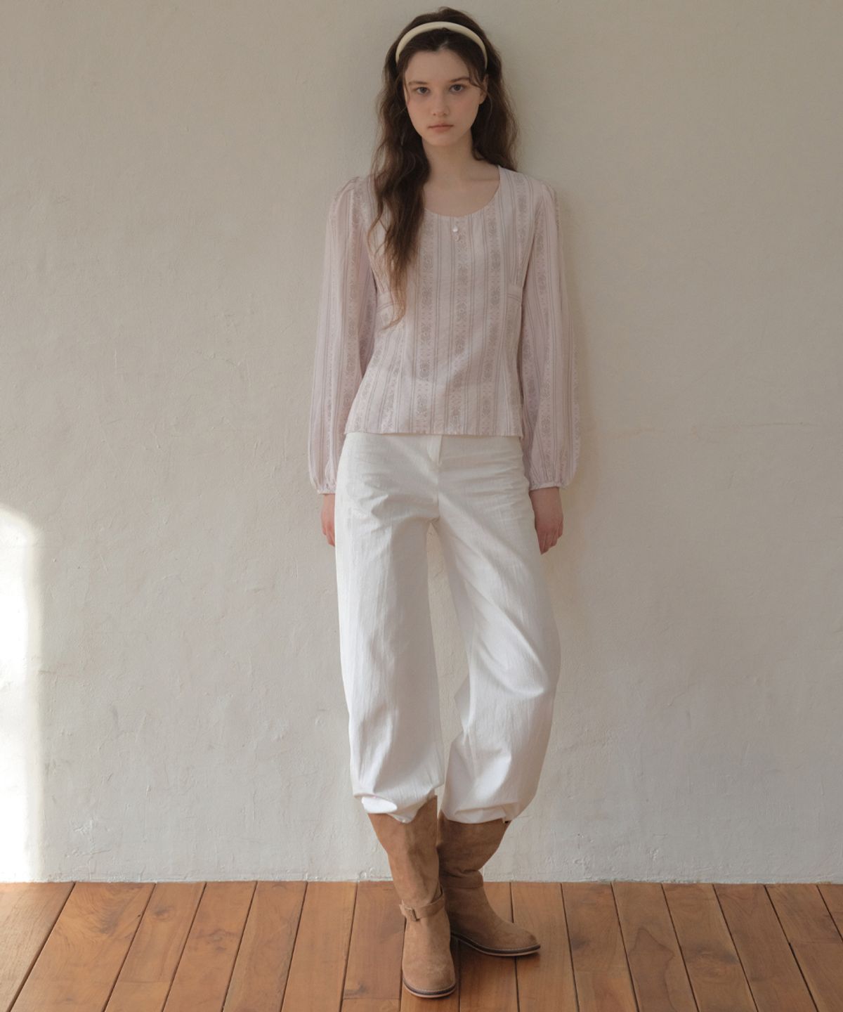 아우어노스텔지아(OURNOSTALGIA) Bizo Buckle Cotton Pants_Ivory(O26PT01)