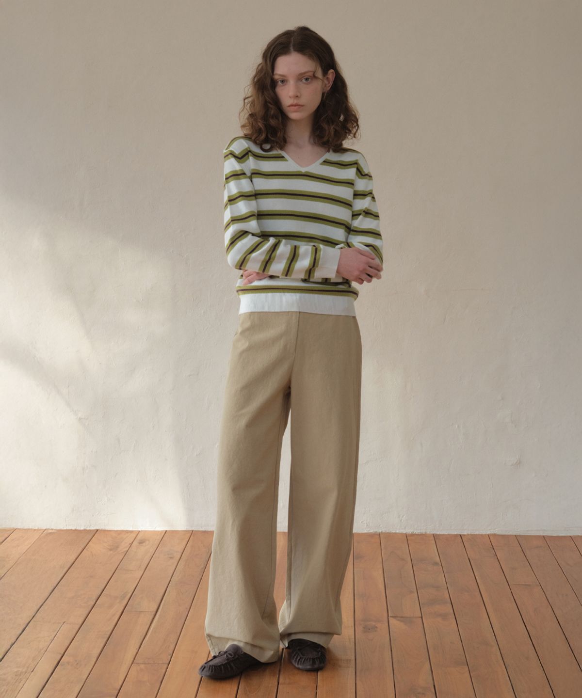 아우어노스텔지아(OURNOSTALGIA) Bizo Buckle Cotton Pants_Beige(O26PT01)