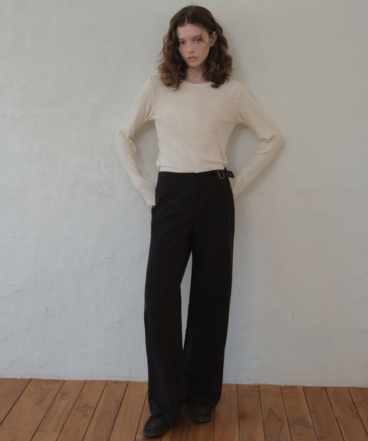 아우어노스텔지아(OURNOSTALGIA) Bizo Buckle Cotton Pants_Black(O26PT01)