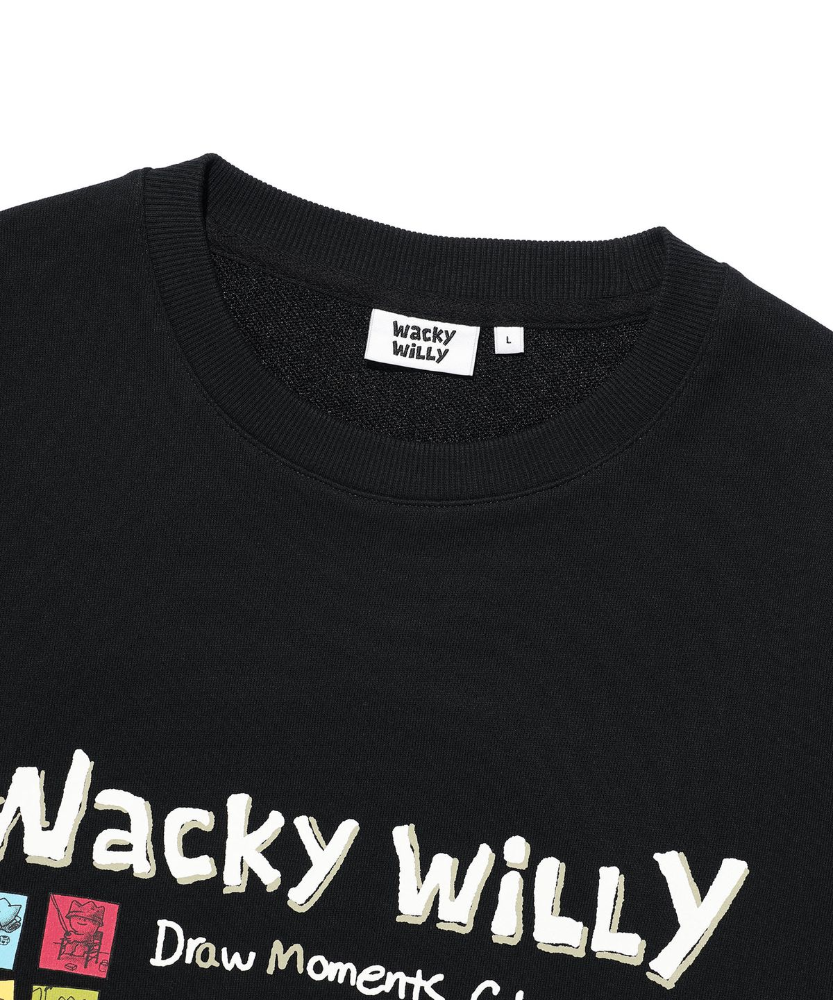 와키윌리(WACKY WILLY) 카툰 그래픽 맨투맨 블랙