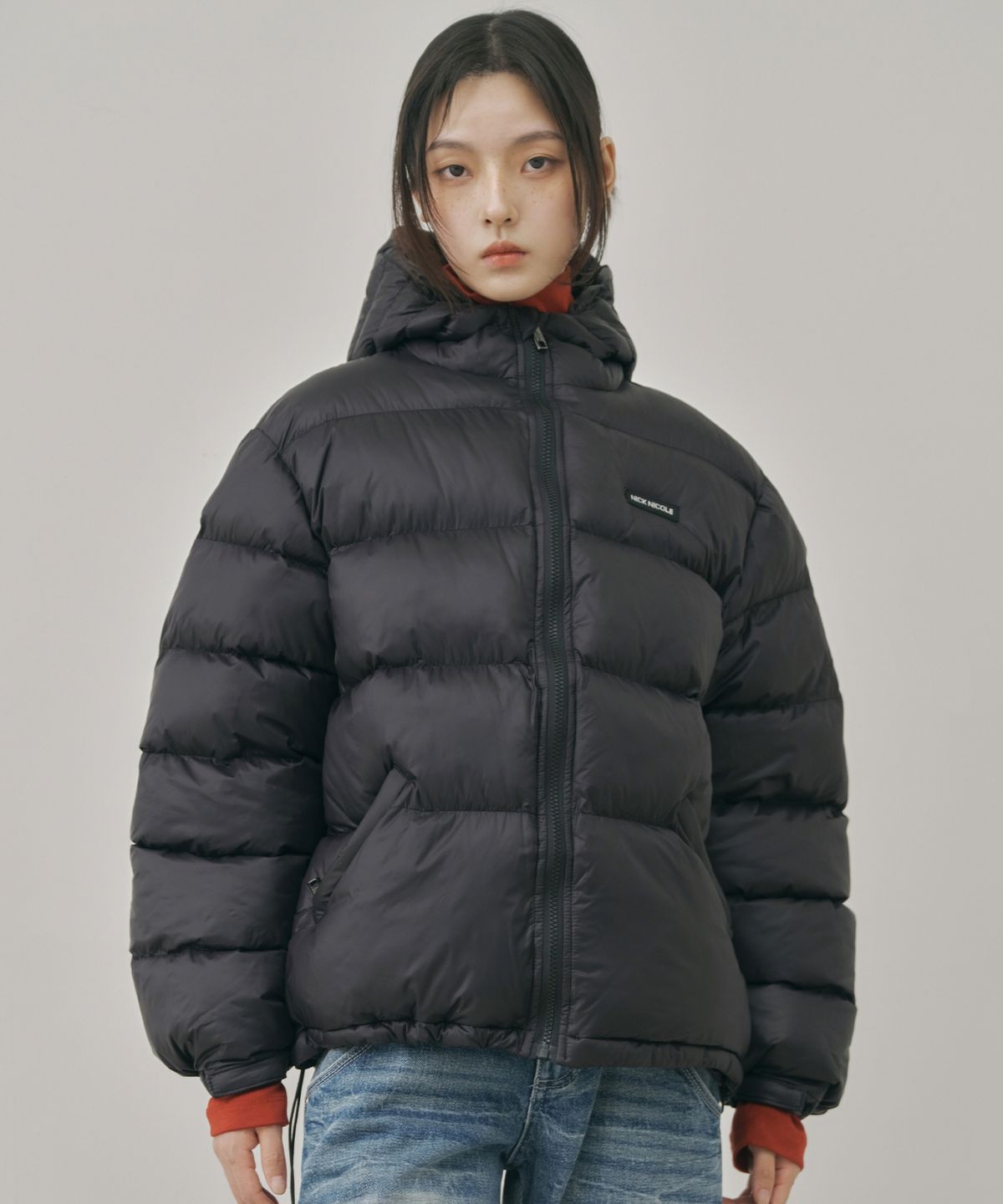 닉앤니콜(NICK&NICOLE) LIGHT PUFFER HOODIE PADDING_BLACK