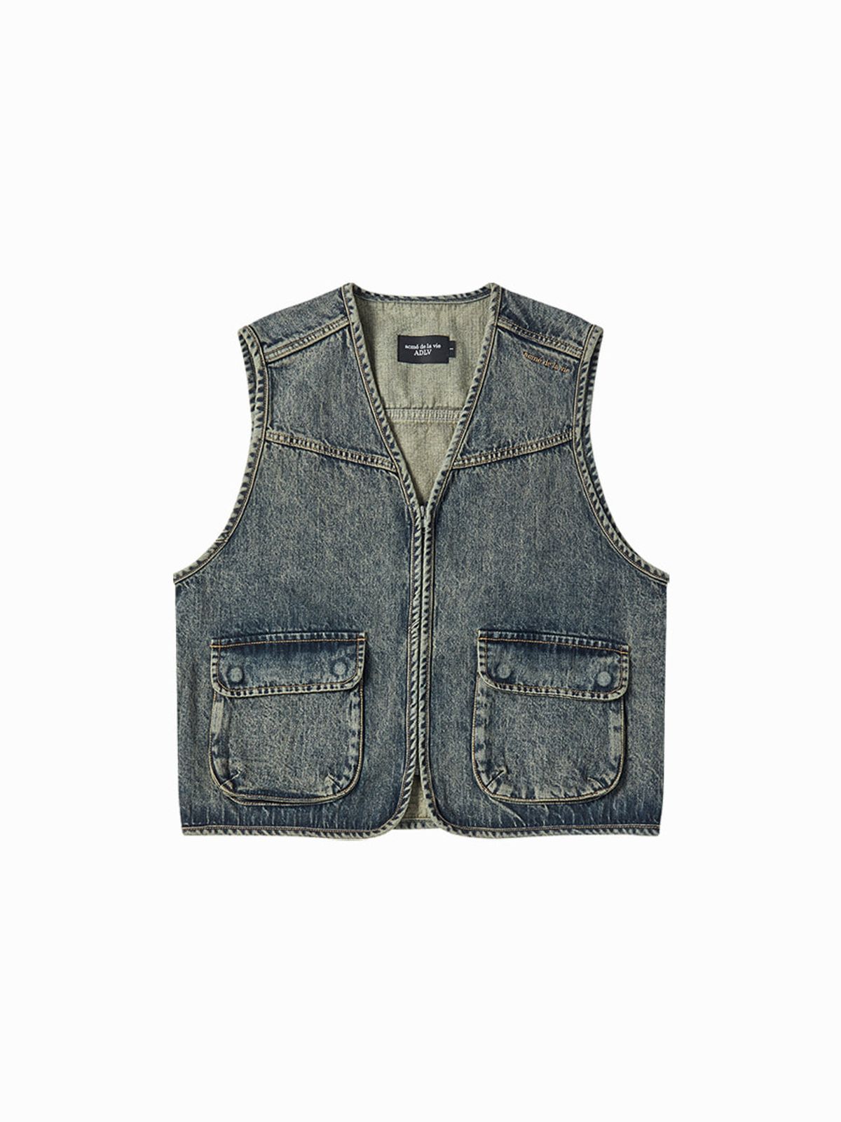 아크메드라비(ACME DE LA VIE) UTILITY DYING DENIM VEST (2 COLOR)