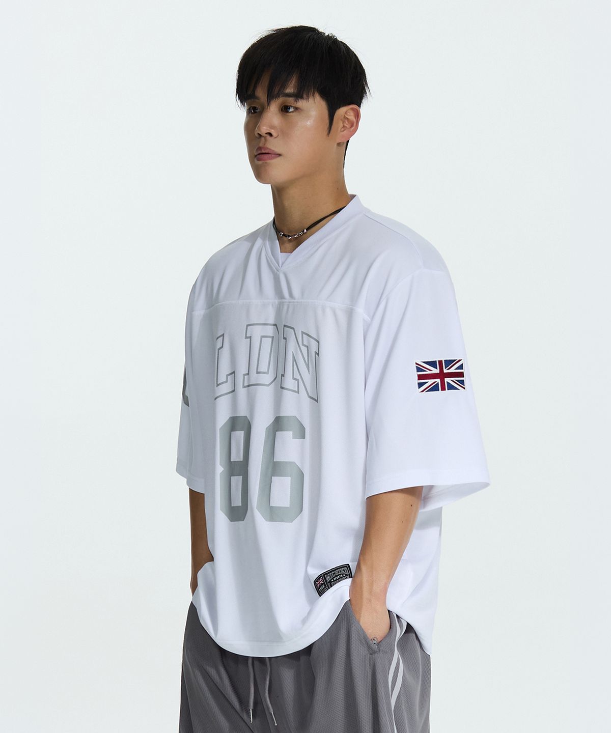 미치코런던 스포츠(MICHIKO LONDON SPORTS) LDN 럭비 저지 반팔 티셔츠 화이트