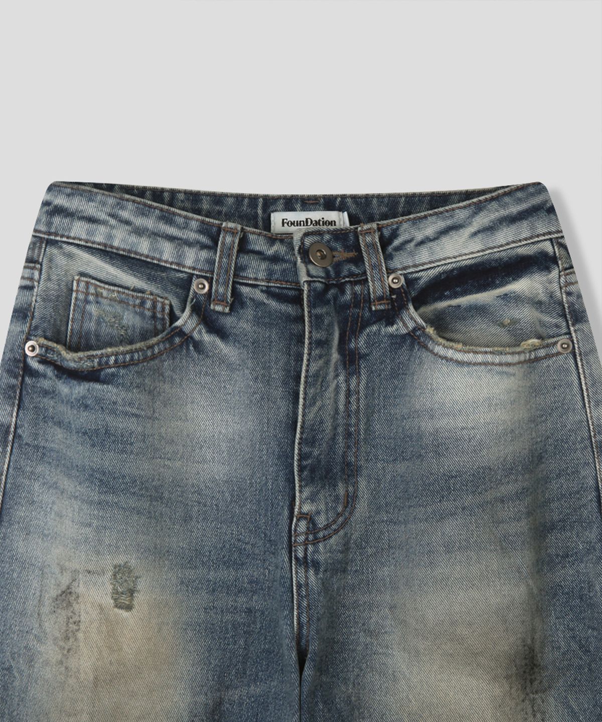 스르비(SELEVER) Grain Washed Denim Pants