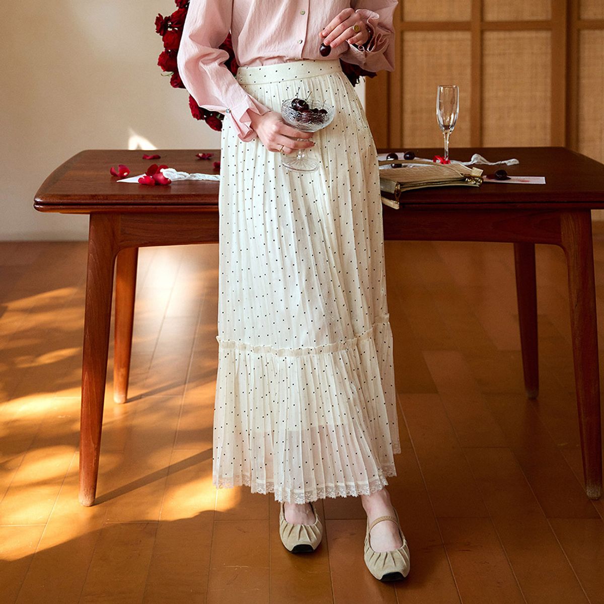 심플레트로(SIMPLE RETRO) SR_Mermaid pleated skirt_2color