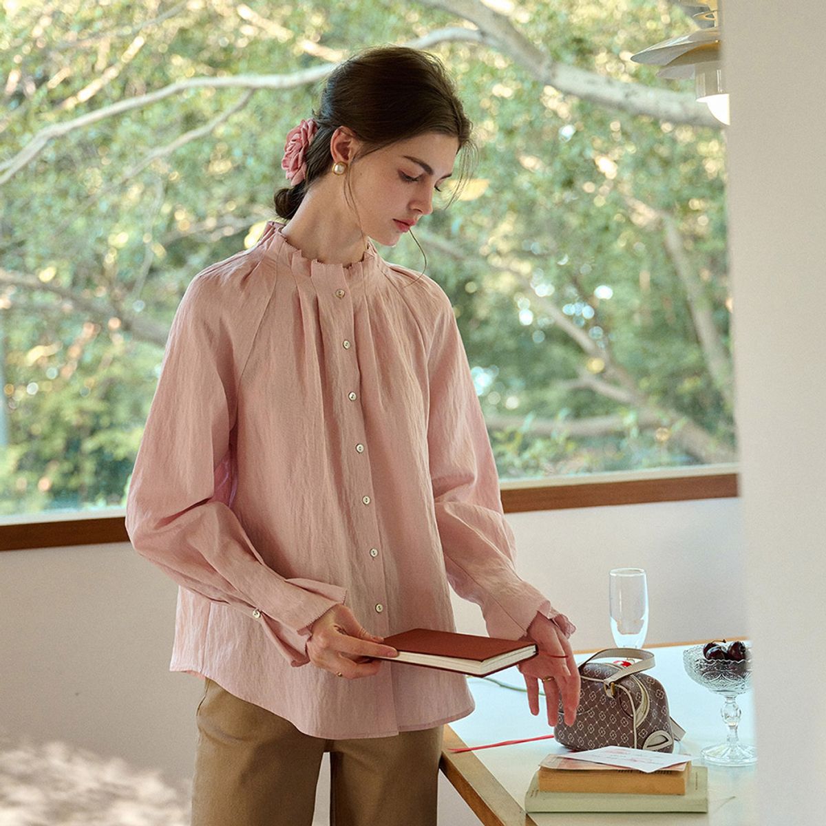 심플레트로(SIMPLE RETRO) SR_French lapel lazy blouse