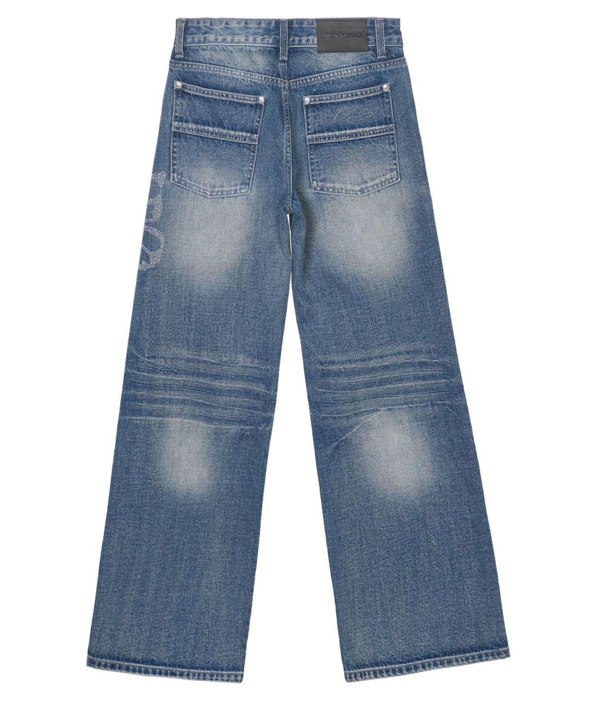 닉앤니콜(NICK&NICOLE) CRYSTAL BUTTERFLY DENIM WIDE PANTS_BLUE
