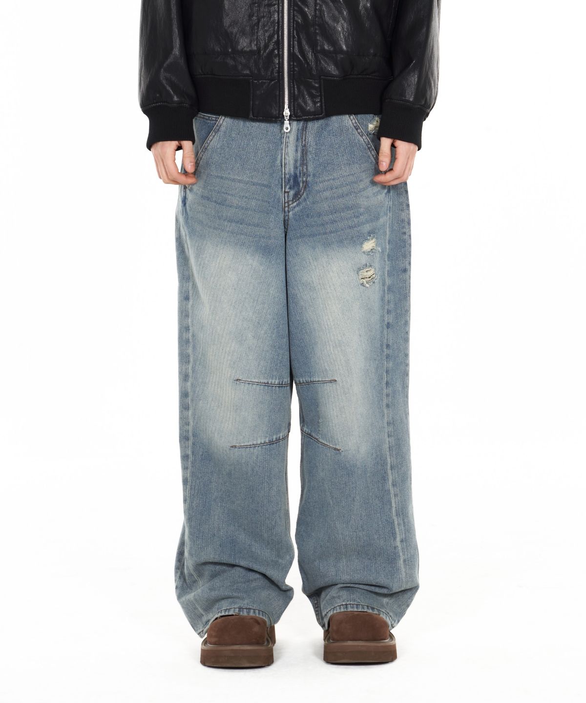 아이돈워너셀(IDWS) Bomin Curved Denim Pants Indigo