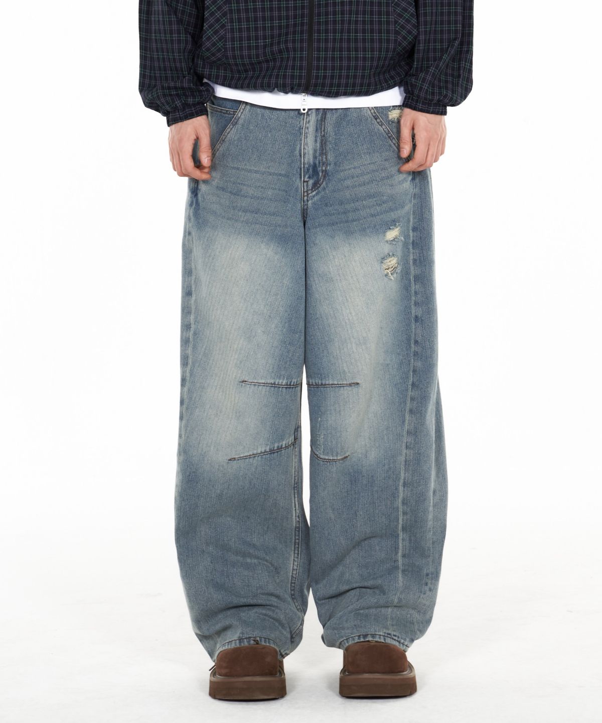 아이돈워너셀(IDWS) Bomin Curved Denim Pants Indigo