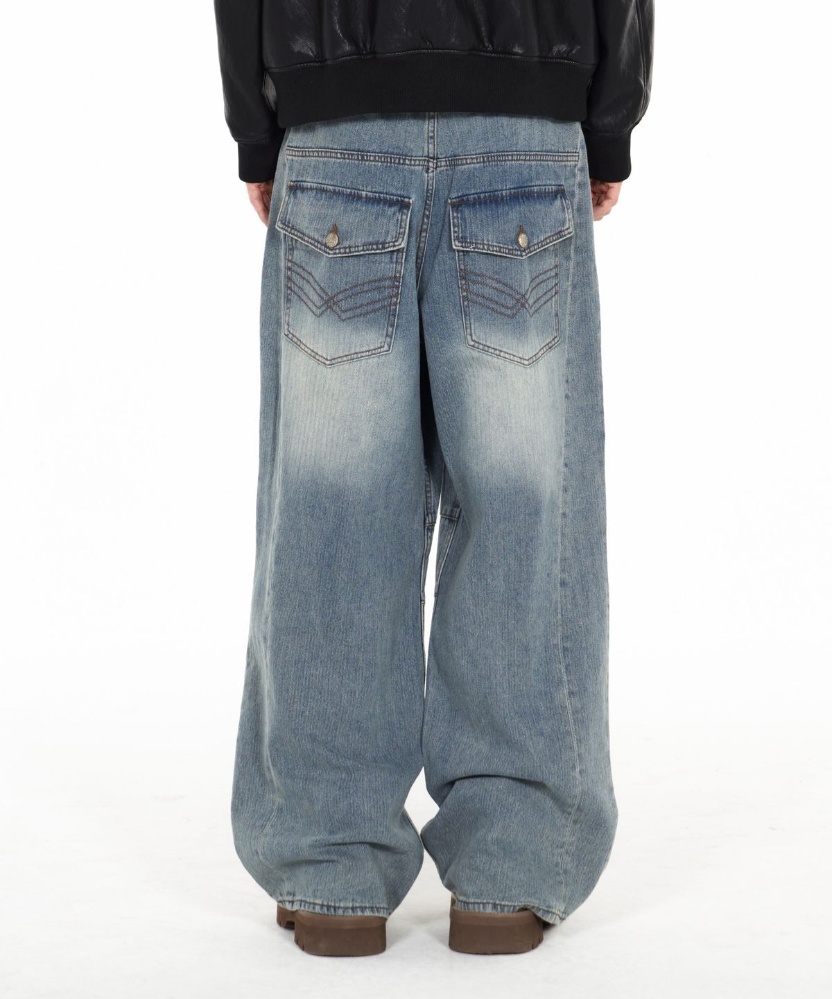 아이돈워너셀(IDWS) Bomin Curved Denim Pants Indigo
