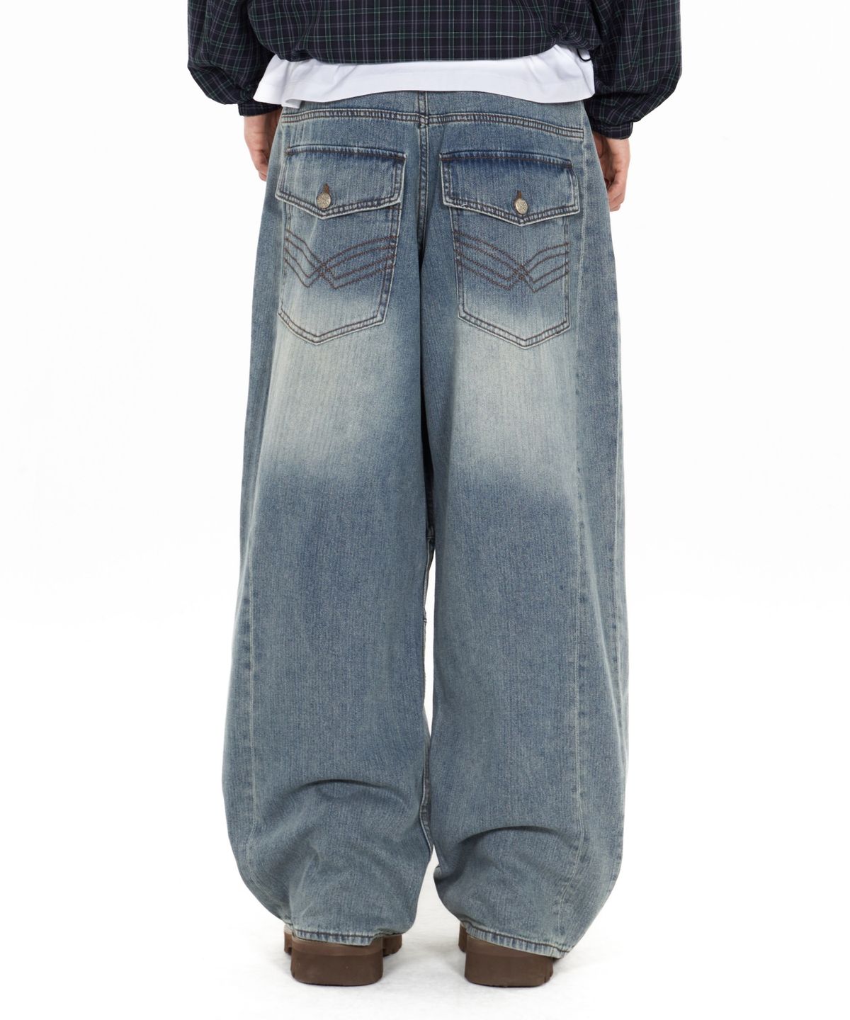 아이돈워너셀(IDWS) Bomin Curved Denim Pants Indigo