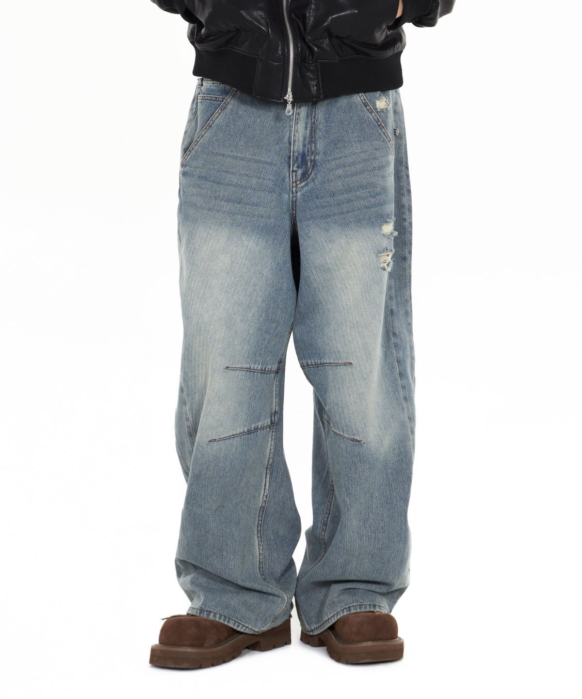아이돈워너셀(IDWS) Bomin Curved Denim Pants Indigo