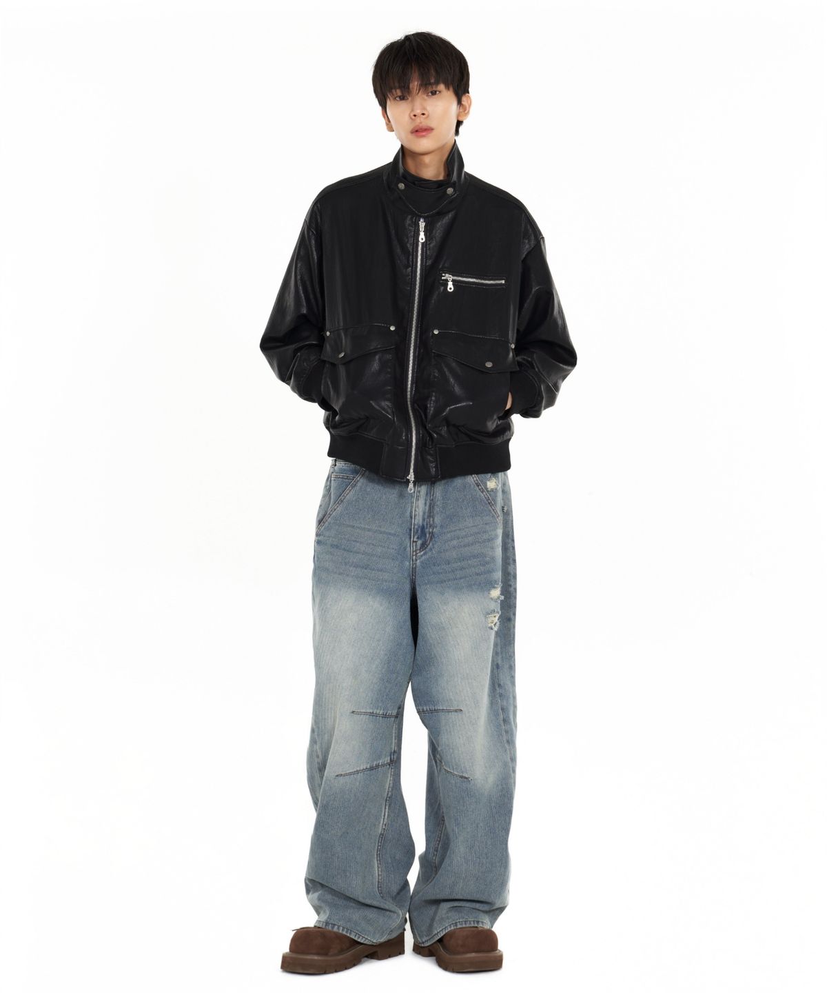 아이돈워너셀(IDWS) Bomin Curved Denim Pants Indigo