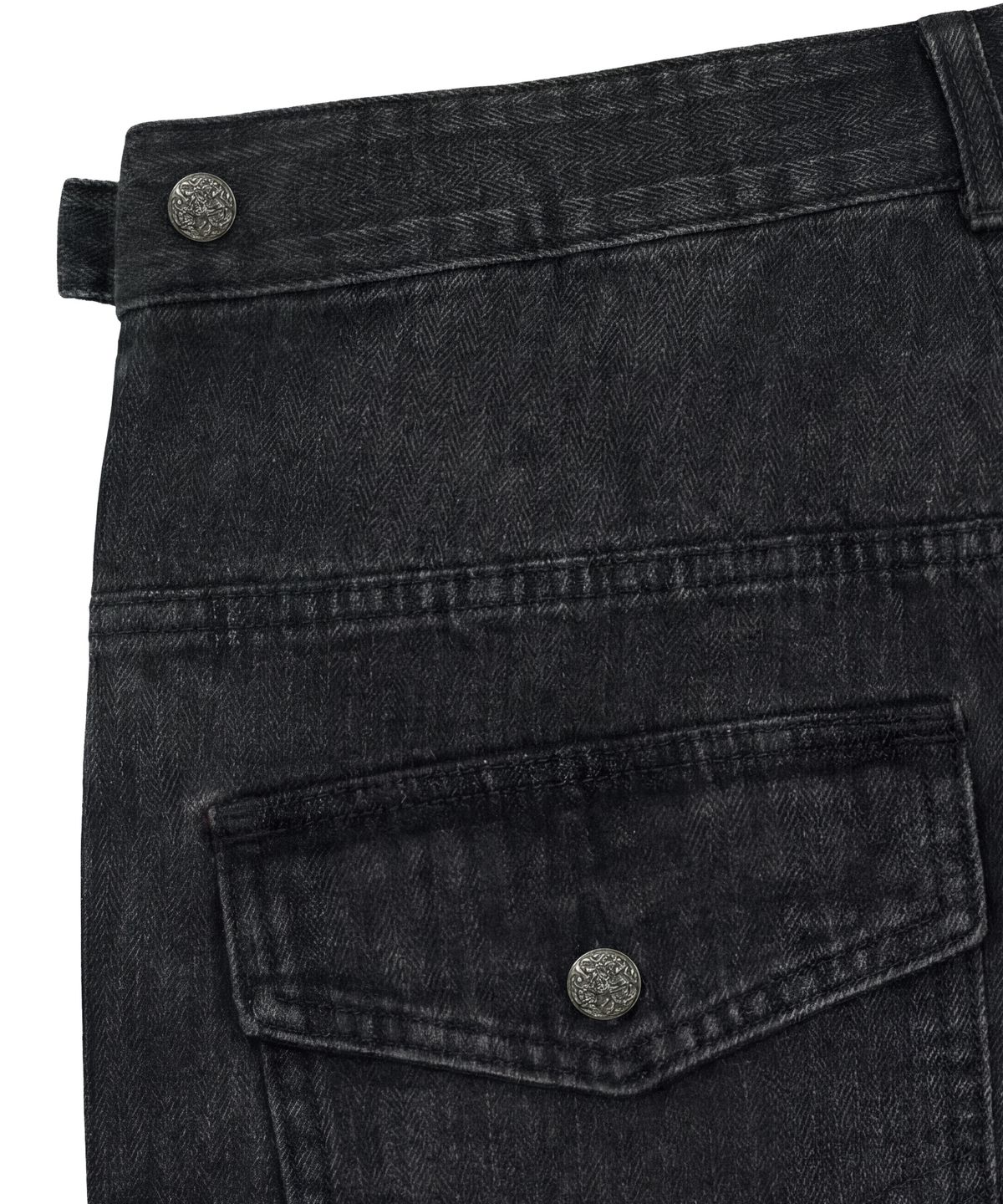 아이돈워너셀(IDWS) Bomin Curved Denim Pants Black