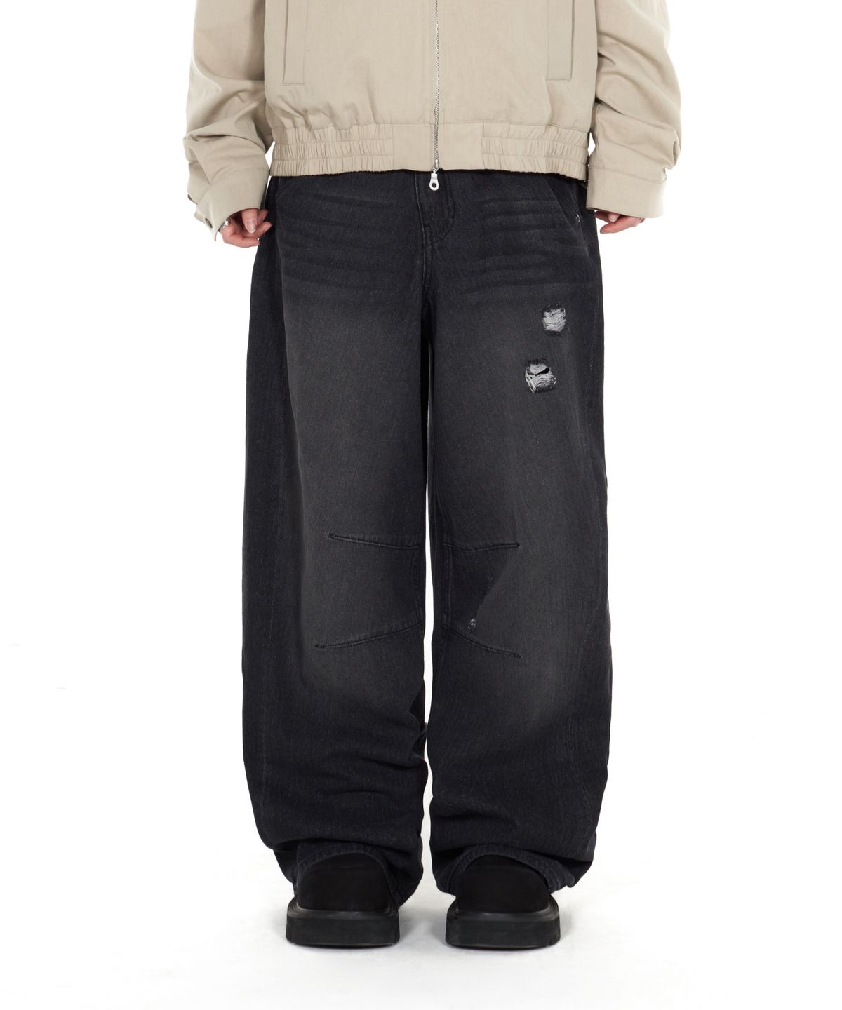 아이돈워너셀(IDWS) Bomin Curved Denim Pants Black