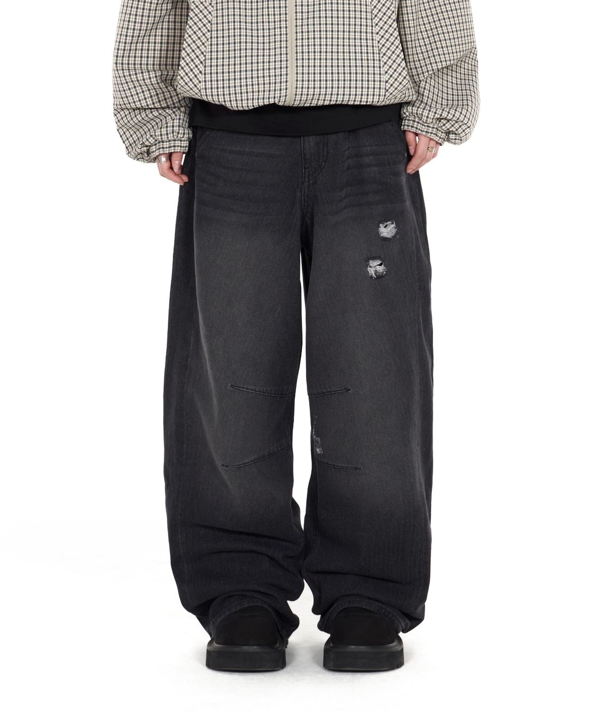 아이돈워너셀(IDWS) Bomin Curved Denim Pants Black