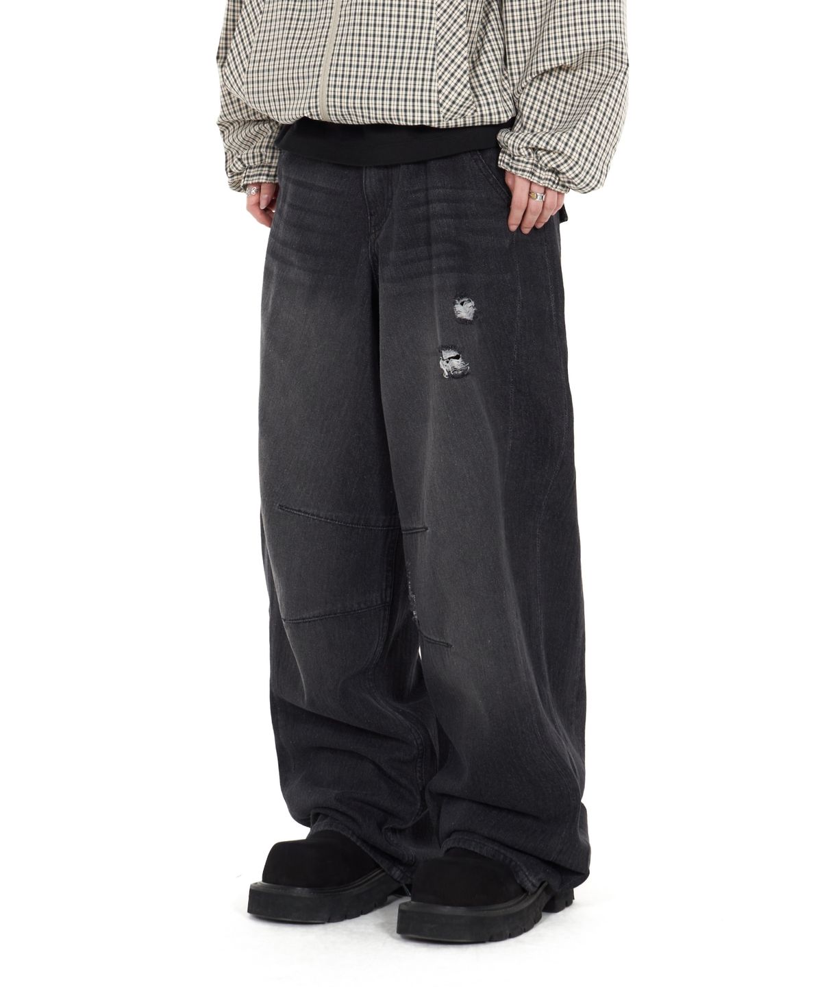 아이돈워너셀(IDWS) Bomin Curved Denim Pants Black