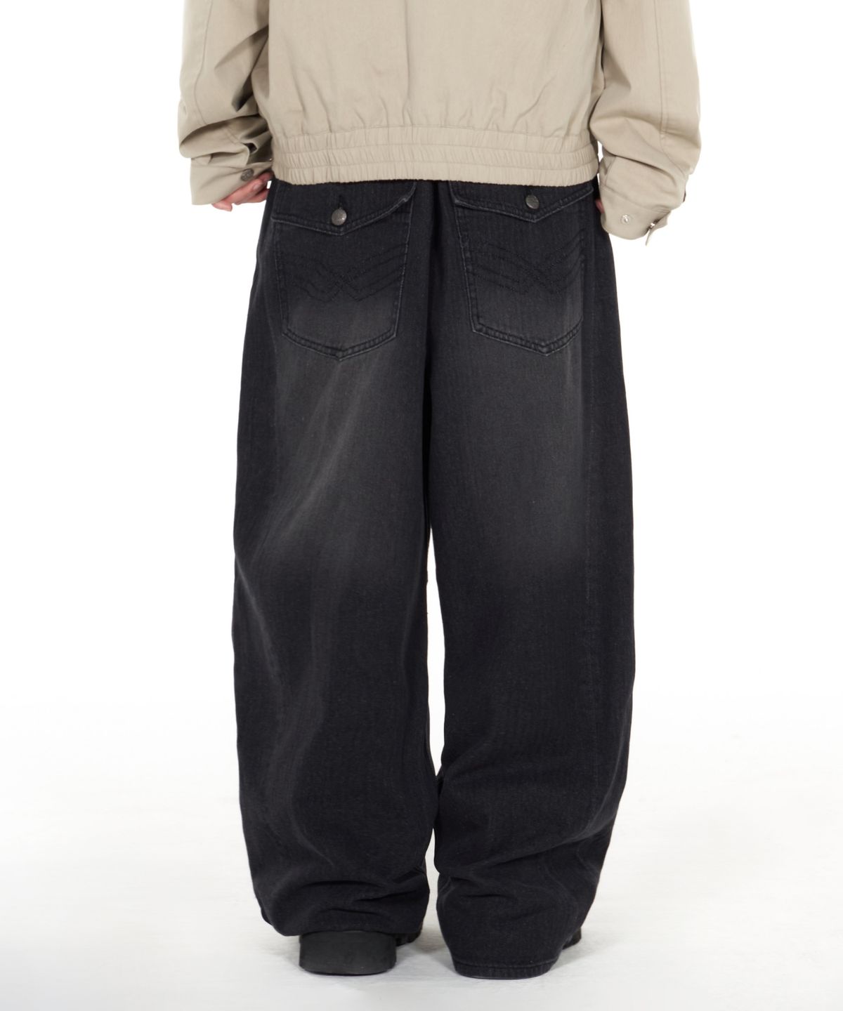아이돈워너셀(IDWS) Bomin Curved Denim Pants Black