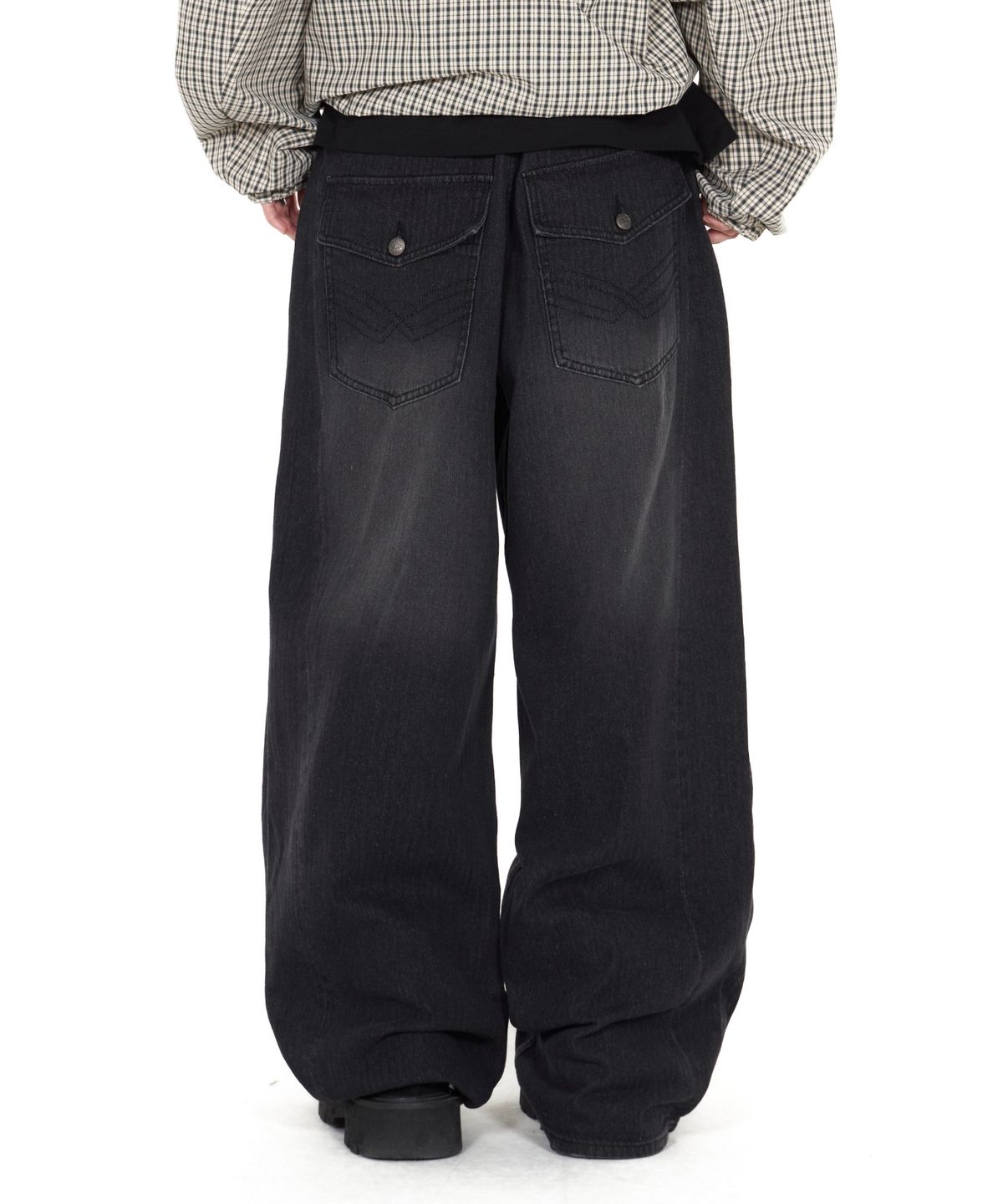 아이돈워너셀(IDWS) Bomin Curved Denim Pants Black