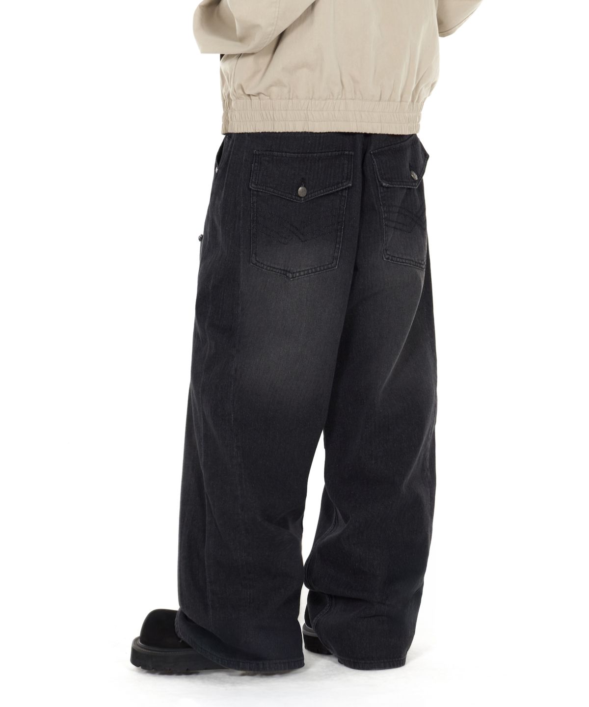 아이돈워너셀(IDWS) Bomin Curved Denim Pants Black