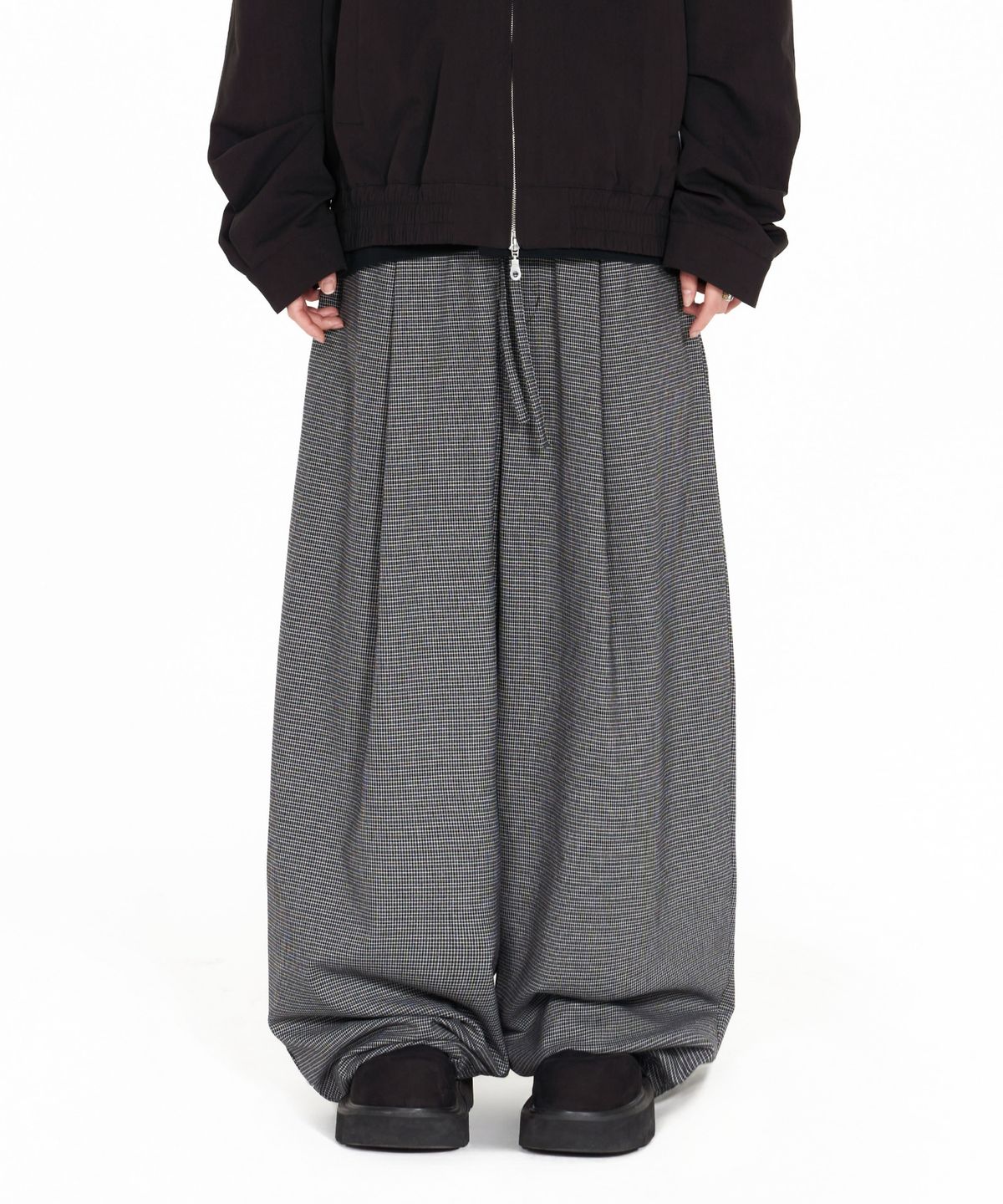 아이돈워너셀(IDWS) Fine Check Balloon Trouser Black