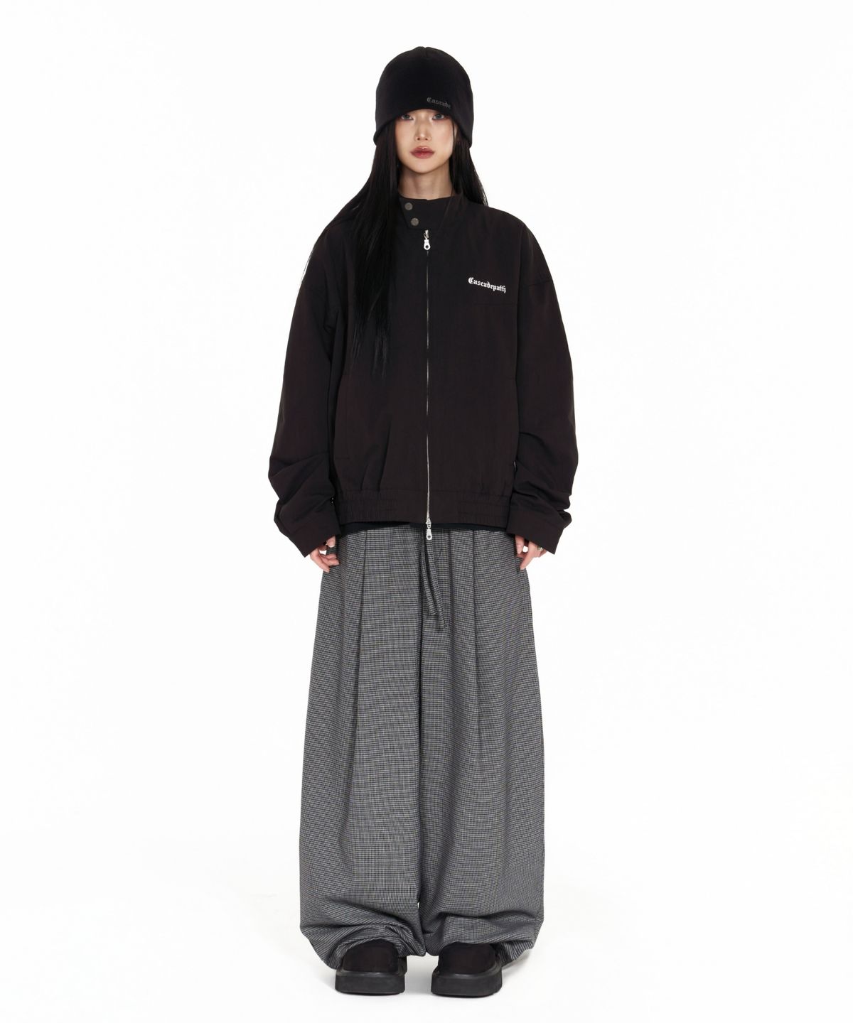 아이돈워너셀(IDWS) Fine Check Balloon Trouser Black