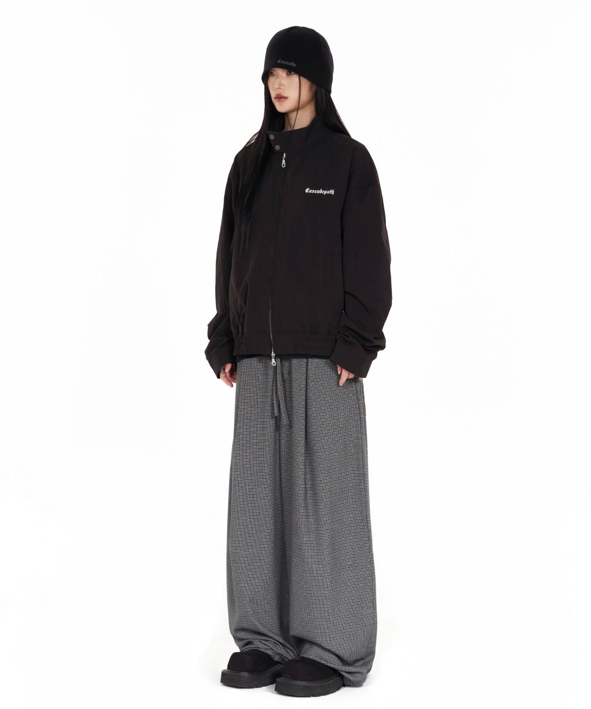 아이돈워너셀(IDWS) Fine Check Balloon Trouser Black