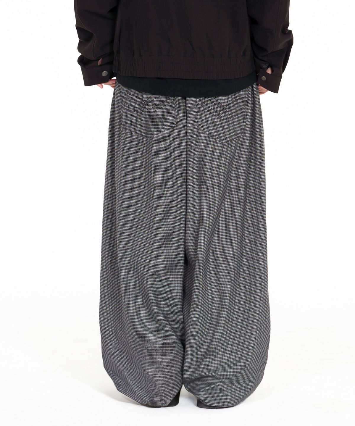 아이돈워너셀(IDWS) Fine Check Balloon Trouser Black