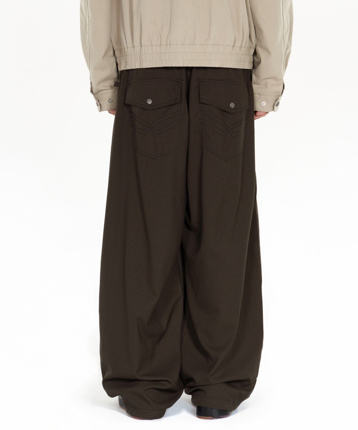 아이돈워너셀(IDWS) Fine Check Balloon Trouser Brown