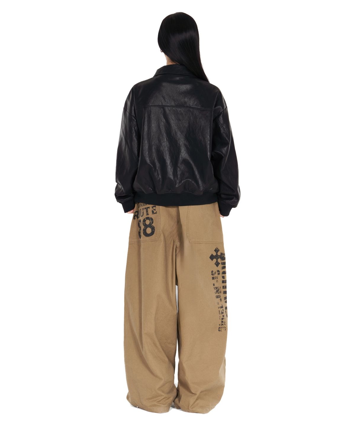 아이돈워너셀(IDWS) Route Print Balloon Pants Beige