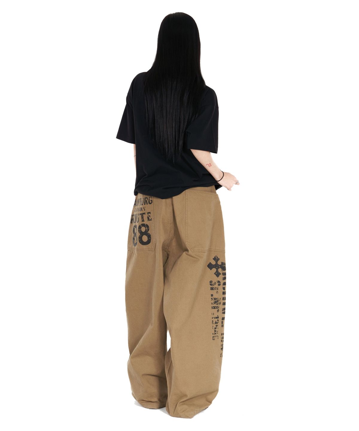 아이돈워너셀(IDWS) Route Print Balloon Pants Beige