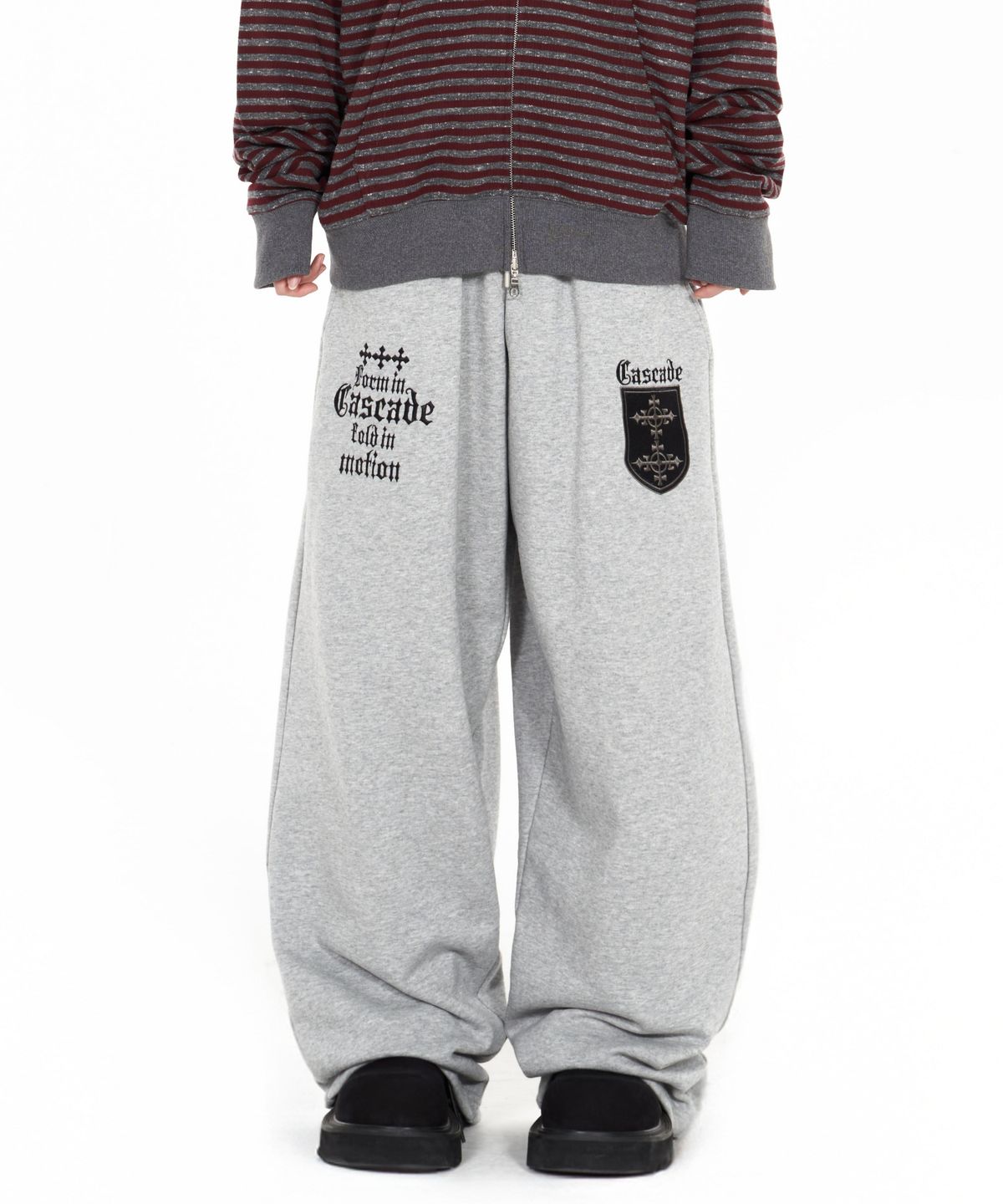 아이돈워너셀(IDWS) Cross Layered Sweat Pants Gray