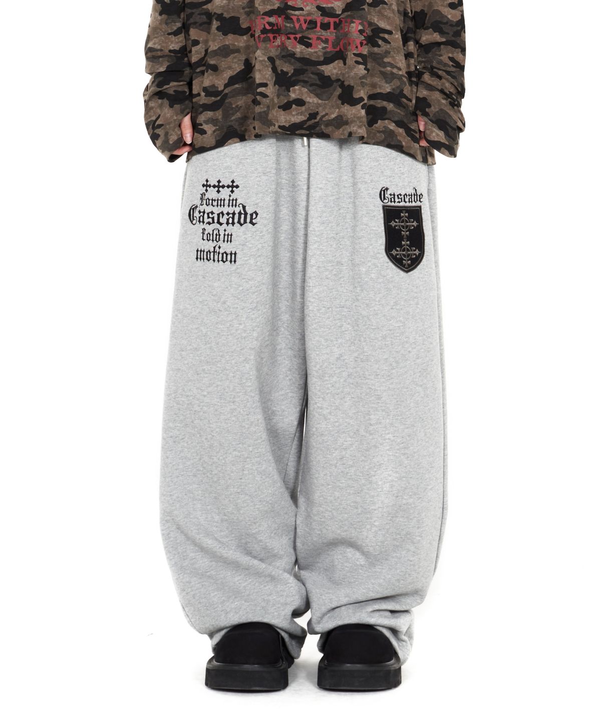아이돈워너셀(IDWS) Cross Layered Sweat Pants Gray